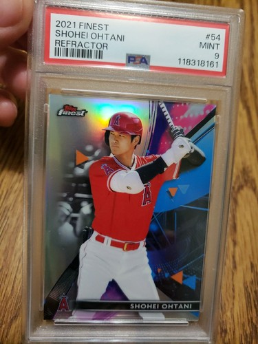 2021 Topps Finest #54 Shohei Ohtani Refractor PSA Mint 9 Angels Baseball Card 