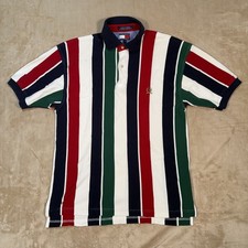 Vintage 90s Tommy Hilfiger Men's S Polo Shirt Colorful Striped Multicolor