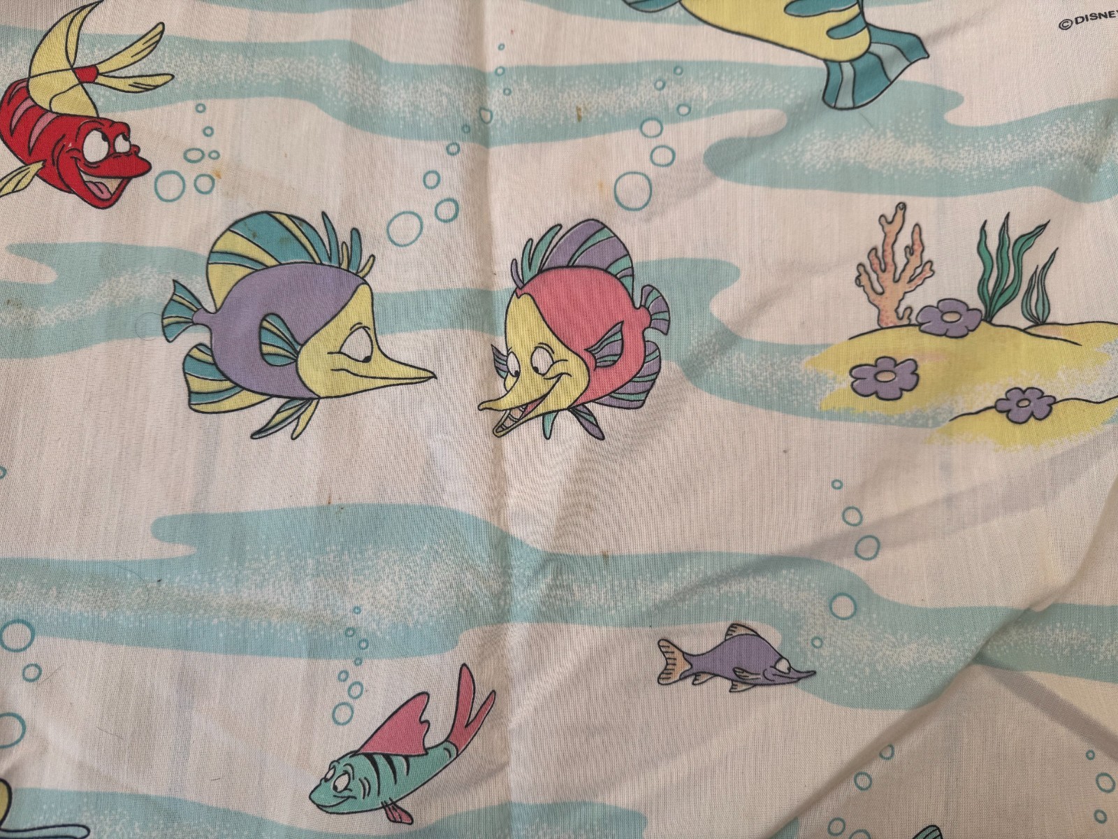 Vintage 90s Disney The Little Mermaid Twin Flat Sheet Only Poly Cotton: READ
