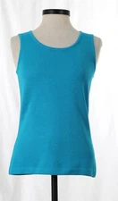 St John Knits Santana Sleeveless Tank ,Top, Shell Teal Blue Sz Lg NWOT