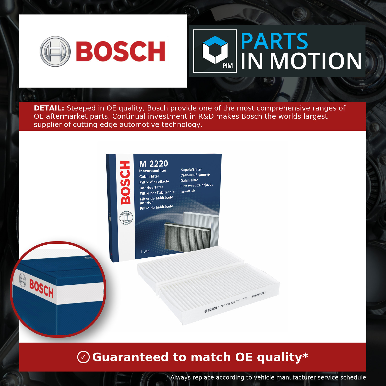 Cabin filter Particulate Filter 1 987 432 220 BOSCH for HONDA CIVIC VII Coupe - Image 20