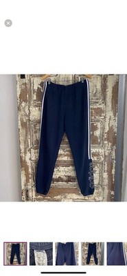 adidas Men's Navy Jogger Pants Size L Cotton Blend Elastic Waist Drawstring