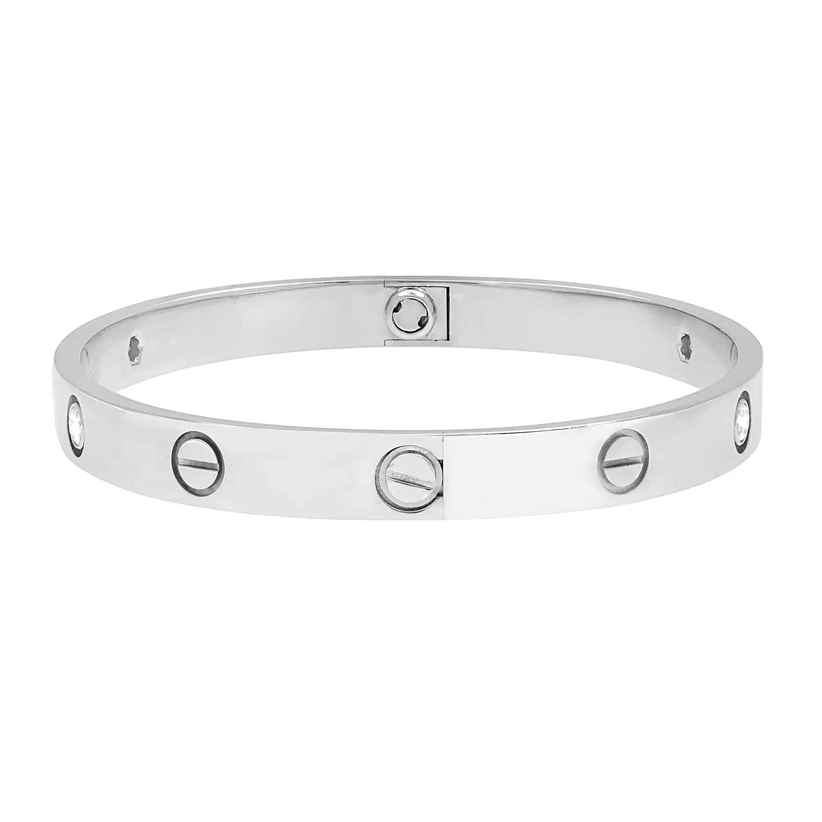 Cartier Love Bracelet 4 Diamonds Classic Model 18K White Gold Size 18 image 3