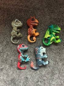 Lot Of 5 WowWee Fingerlings Untamed Radioactive Dinosaur Werewolf Dragon Lights