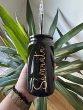 Personalised 16oz Tumbler with Straw Custom Name Cup Reusable Cold Drink Gift