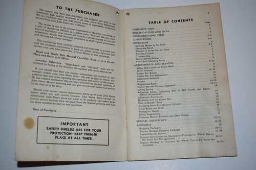 John Deere No. 5 Caster-Wheel Power Mower Operator's Manual - Picture 2 of 3