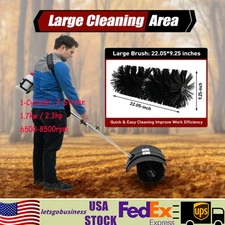 Heavy Duty 2.3HP Power Sweeper 52cc Handheld Gas Powered Broom Snow Dirt Walkway