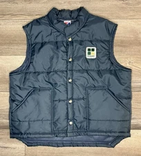 Vintage Swingster Puffer Vest Large Hubbard Navy Blue USA Trucker Snap