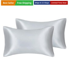 Luxury Satin Pillowcase with Zipper Silky Satin Pillow Case for Hair Set of 2...
