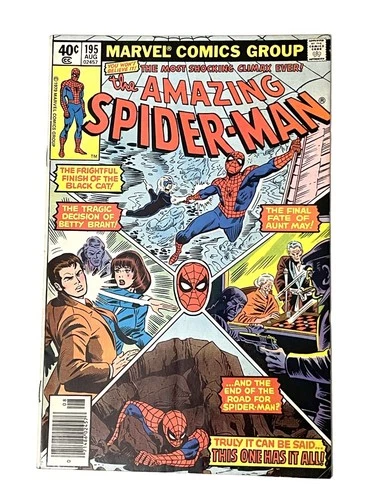 AMAZING SPIDER-MAN #195 Marvel 1979 2nd Black Cat/Felica Hardy Newsstand Variant