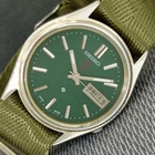 VINTAGE SEIKO EXPO 70 AUTOMATIC 7009A JAPAN MENS GREEN COLOR DIAL WATCH a2724-U
