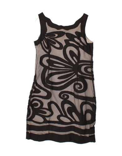 PER UNA Womens Sleeveless Sheath Dress UK 14 Medium Grey Floral Linen CF03 - Picture 2 of 3