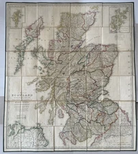 Large Antique Scotland Map c1850 James Wyld Cloth Backed Hand Coloured (M)