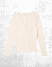 Womens Fat Face Pyjama Top Ivory Long Sleeve Button Up Cotton (A Bit Defect)