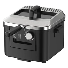 4L Electric Deep Fryer, Matte Black, Stainless Lid, 1800W