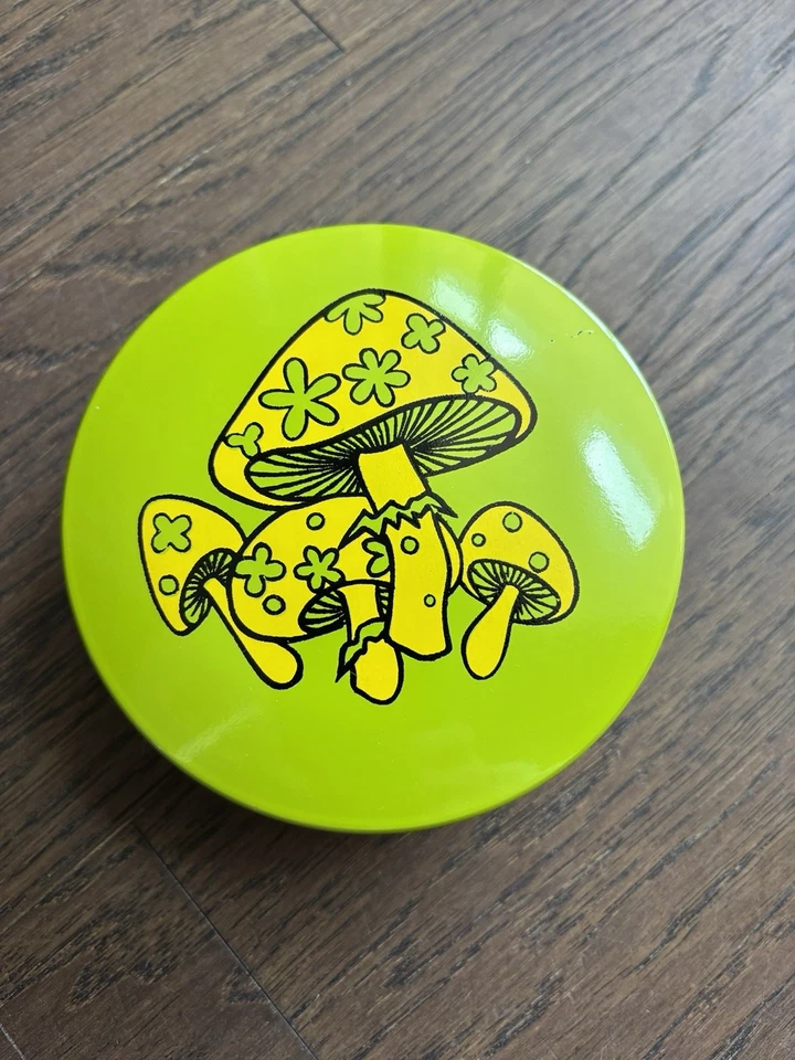 Set of 6 Green & Yellow Groovy Mushroom Coasters + Holder by Takahashi w Sticker - Image 4 of 4
