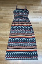 By & By Womens Size Large Spaghetti Strap Tribal Print Maxi Dress Elastic Waist
