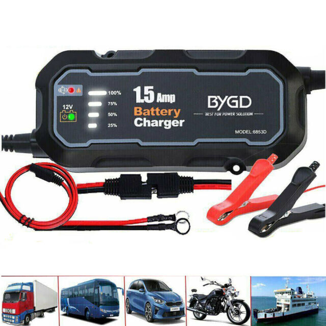 12V SAE Automatic Car Battery Charger Maintainer Trickle Float Repair AGM/GEL UK