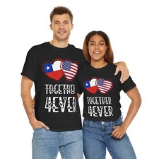 Chile USA Gift Flag Heart Chilean American Together 4ever T-Shirt Tee Shirt