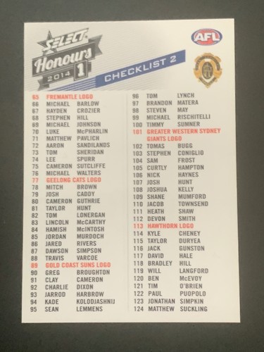 SELECT 2014 AFL HONOURS 1 COMMON CARDS - PICK YOUR CARD - Picture 4 of 311