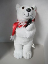 Coca-Cola 18" White Plush Bear VTG 2002 Hugging Coke Bottle Red Scarf NWT
