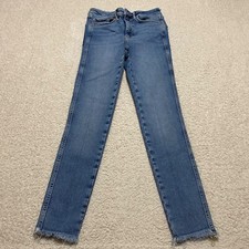 We The Free Denim Jeans Womens 27 Blue Medium Wash Skinny Denim Mid Rise Raw Hem