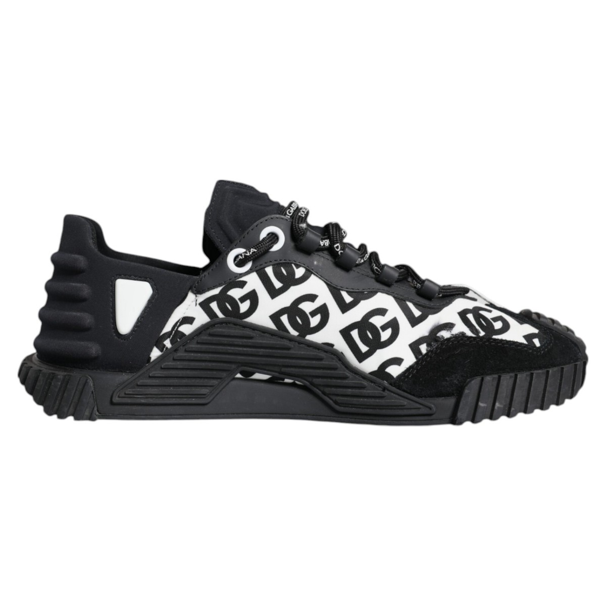DOLCE & GABBANA Shoes Black Logo Lace Up Low Top NS1 Sneakers EU40 
