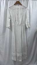 Vintage Edwardian Lawn Dress 1900s Pintucks Lace