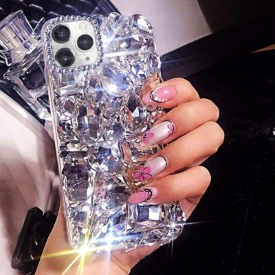 For ZTE/Nokia/Moto Women's Bling Sparkle Diamond Handmade Rubber Back Phone Case