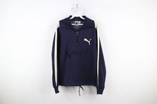 Vintage 80s 90s Puma Mens Large Color Block Half Zip Pullover Anorak Jacket Blue