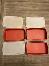 Set Of 3 Vintage Tupperware Paprika Red Deli Meat Cheese Keeper