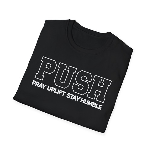 Unisex Softstyle Black Letter/White PUSH T-Shirt - Picture 5 of 5