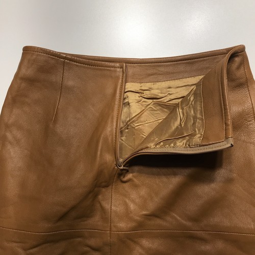 United Colors of Benetton Skirt Womens 38 Light Brown Genuine Leather Academia - Picture 10 of 15