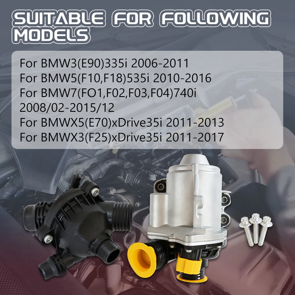 11517632426 Bomba de agua eléctrica con termostato para BMW X3 128i 325i 328i 530i NUEVO Foto 4 de 4