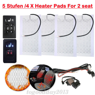 Universal 4x Carbon Heizmatten Auto Sitzheizung Heizkissen Nachrüstsatz 5 Stufen