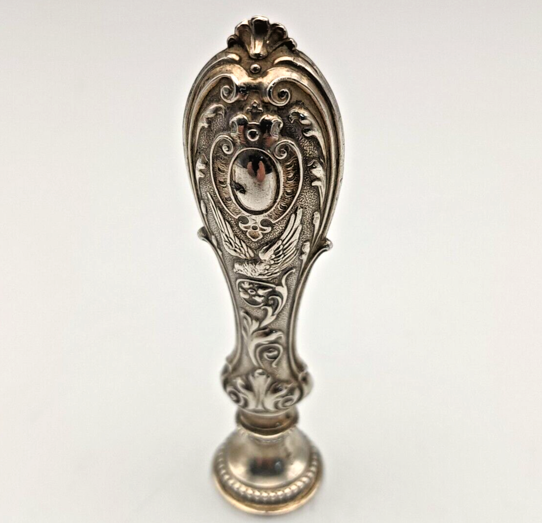 VTG USA ART DECO SILVER PLATED WAX SEAL STAMPER 3.4