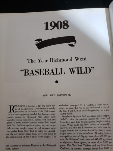 T-206 Baseball History Richmond VA VIRGINIA CAVALCADE MAGAZINE Spring 1977 - Picture 3 of 13
