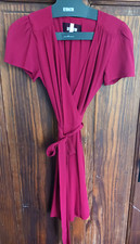 Reformation Penny Mini Wrap Dress in Cherry Red, Short Puff Sleeves, XS