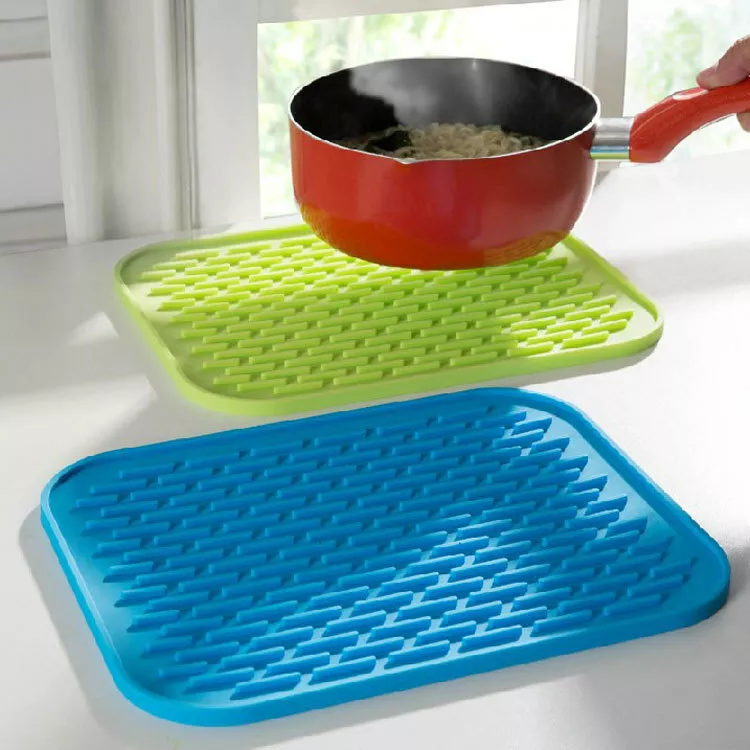 Rectangle Heat Resistant Mat Kitchen Silicone Non-slip Trivet Pot Pan  Holder Pad