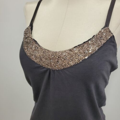 Ezra Fitch Abercrombie Vtg Y2K Tank Top Size M Sequin Tie Waist Long Fitted - Picture 2 of 15