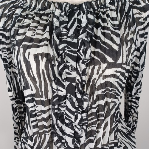 Zebra Print Blouson Petite Large Black/White -Accordion Pleats -ND New Direction - Picture 8 of 17
