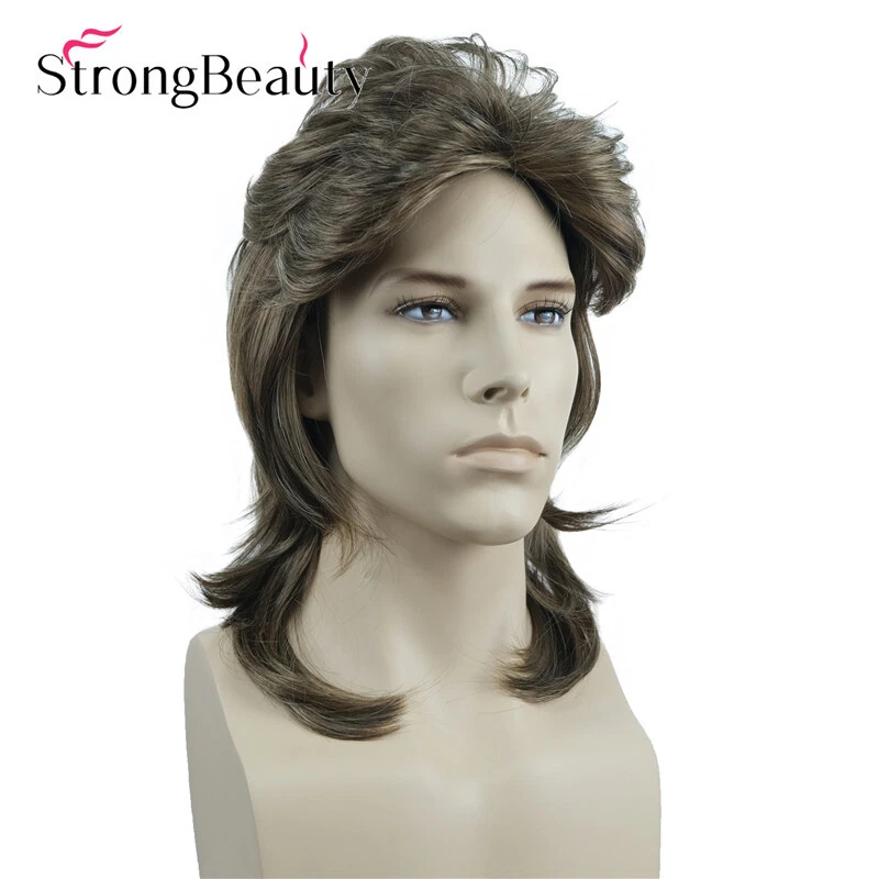 Peluca sintética retro para hombre años 70 80 discoteca salmonete fiesta rock fantasía disfraces Foto 4 de 4