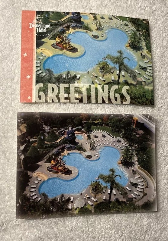 Lot Of 2 Vintage Disneyland Hotel Neverland Pool Postcards