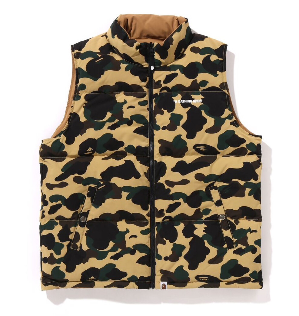 A BATHING APE Men's 1ST CAMO REVERSIBLE DOWN VEST JACKET A BATHING APE Men's 1ST CAMO REVERSIBLE DOWN VEST JACKET