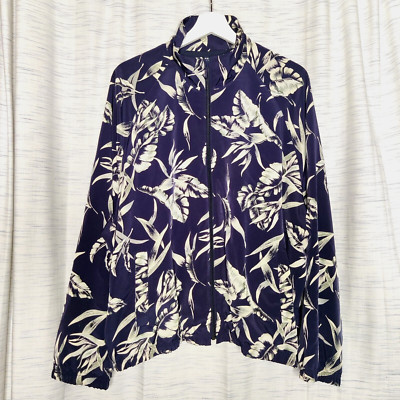 EP Pro Women's Golf Navy White Sleeve Print Zipper Lined Pockets Jacket Size XL