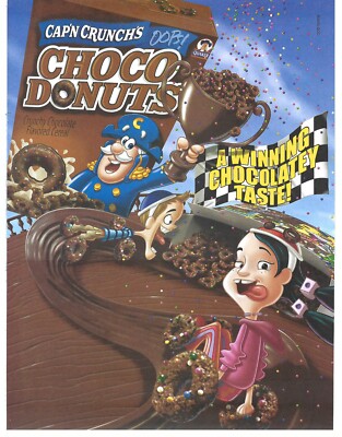 2004 Quaker Cap N Crunchs Choco Donuts Cereal Vintage Magazine Print Ad/Poster