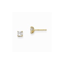 14k Yellow Gold 3mm Square CZ Basket Set Stud Earrings Madi K Childrens Jewelry