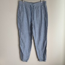 Athleta Jogger Pants Womens 10 Blue Linen Ble...