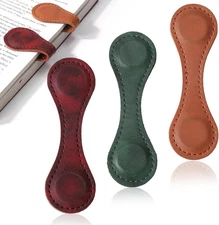 Palksky Magnetic Bookmarks, 3PCS Genuine Leather Bookmark Vintage Book Mark for 