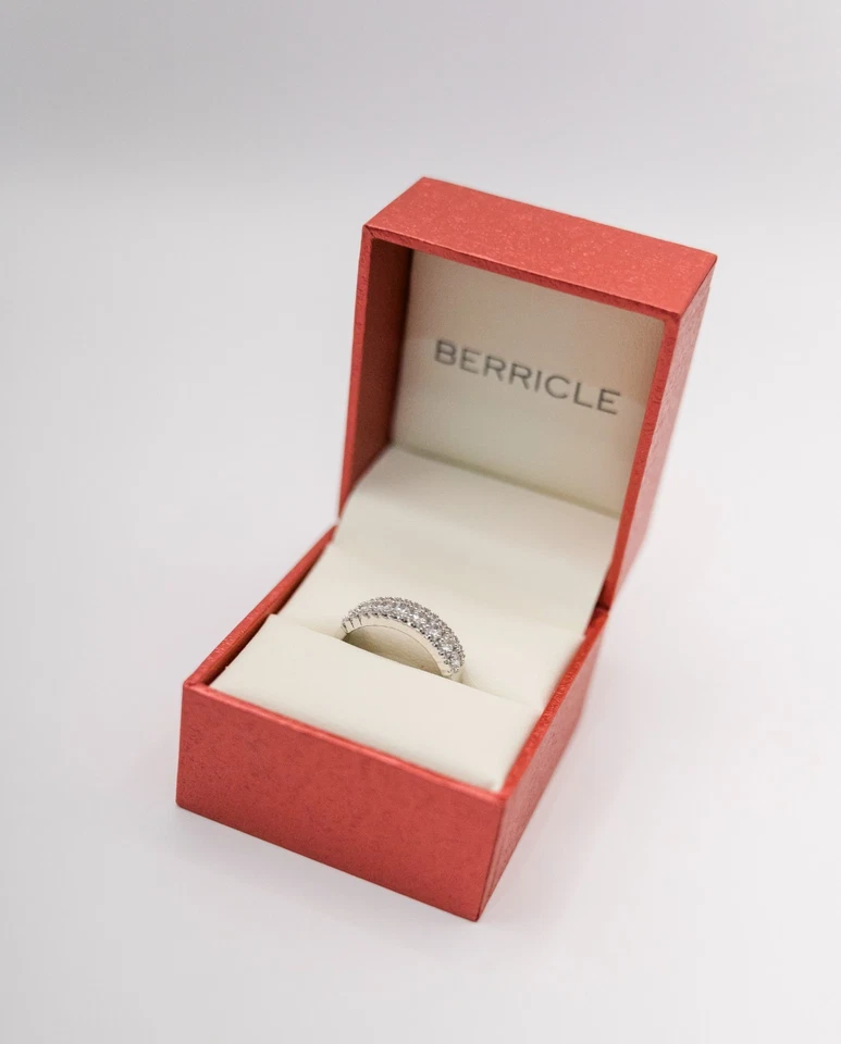 Anillo de eternidad Berricle Art Deco 1,3 quilates dos circonitas plateadas de ley talla 6 Foto 3 de 3